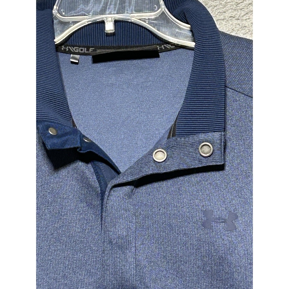 Under Armour Golf 1/4 Snap Pullover Sweater Mens M Blue Storm Coldgear - Picture 3 of 13